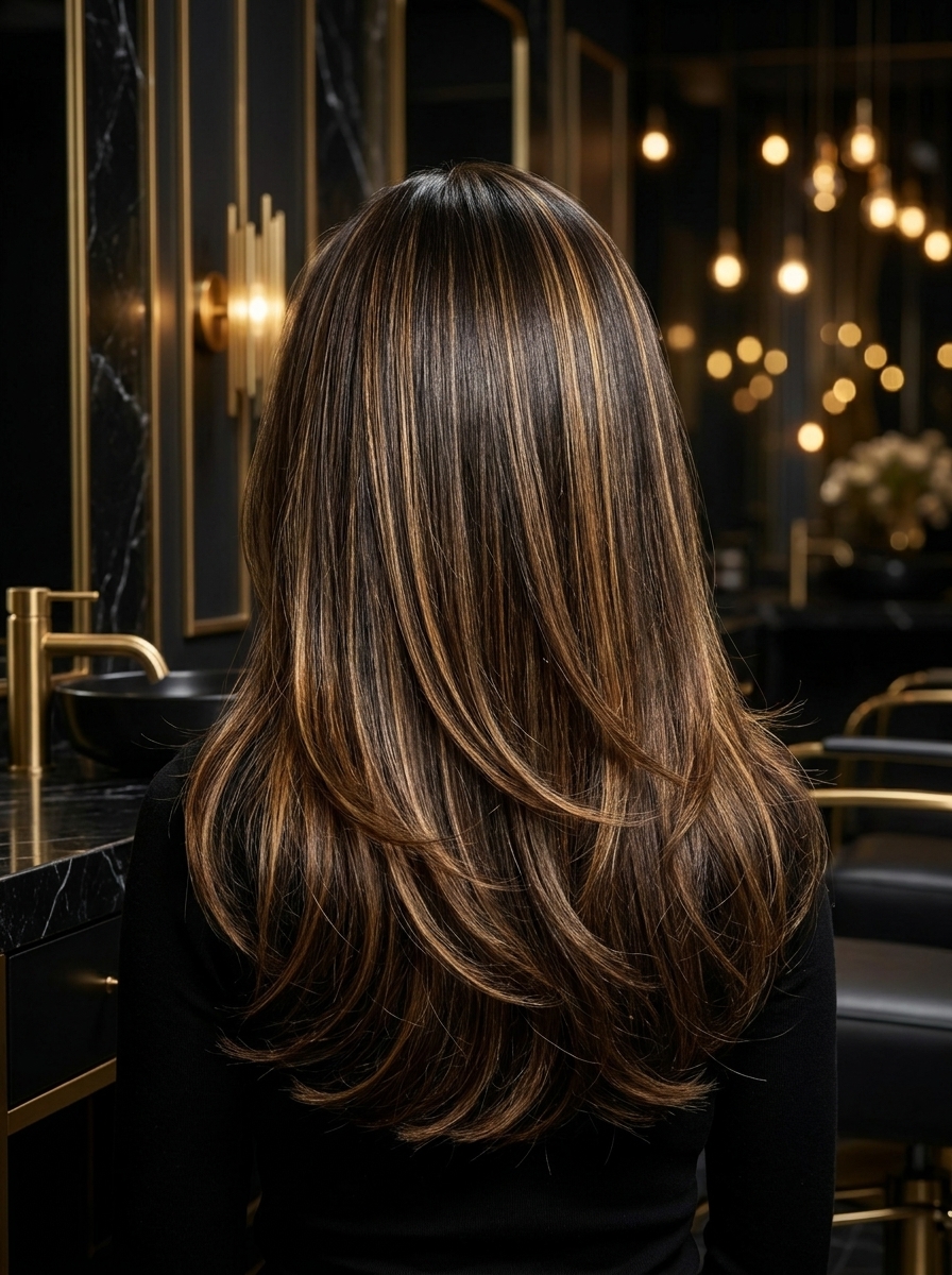 Honey highlights on long layers